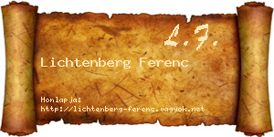 Lichtenberg Ferenc névjegykártya